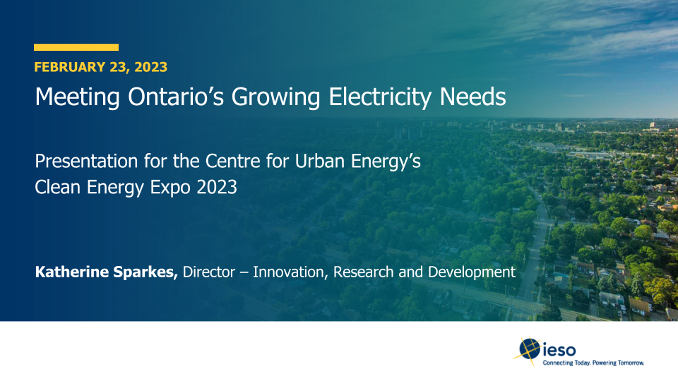 Meeting Ontario's Growing Electricity Needs introductory slide