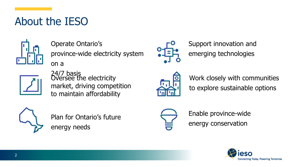 Introducing IESO, an operator of Ontario's energy system