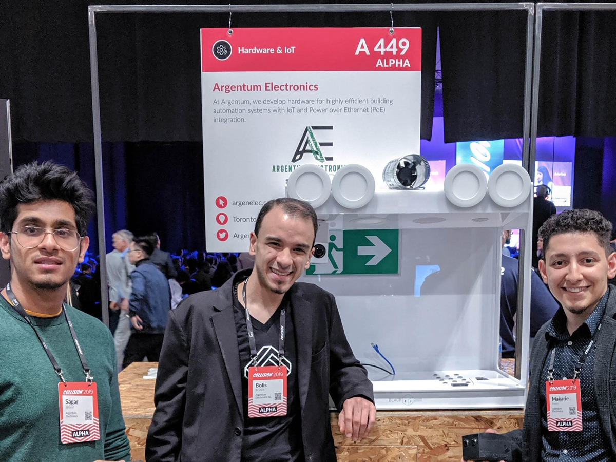 The Argentum Electronics team showcasing their technology at Collision Conference.