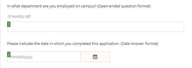 Form elements on an AwardSpring application page