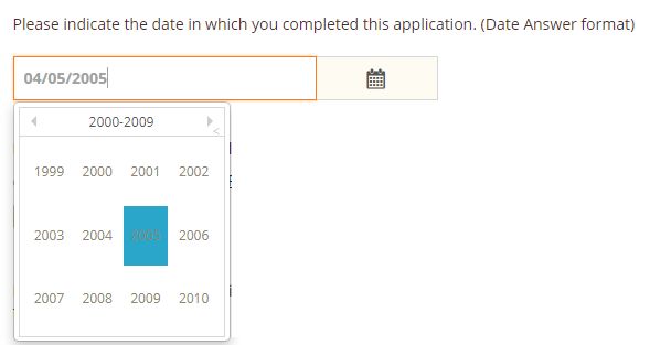 Datepicker element on an AwardSpring application