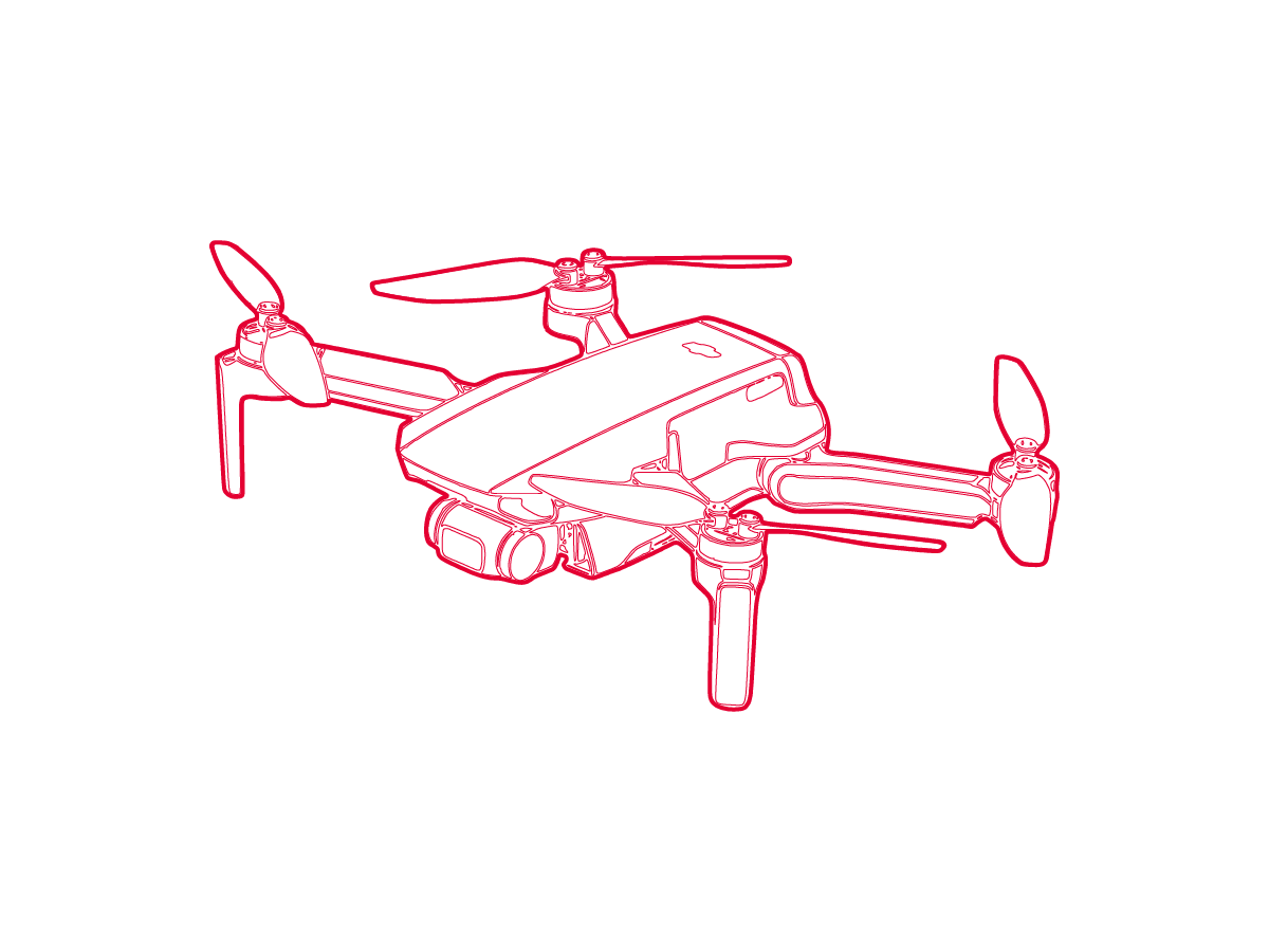 Line drawing of the DJI Maverick Mini drone.