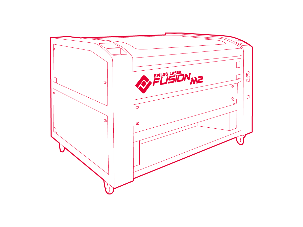 Line drawing of the Epilog Fusion laser cutter.