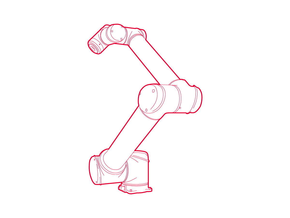 Isometric line drawing of a robotic arm