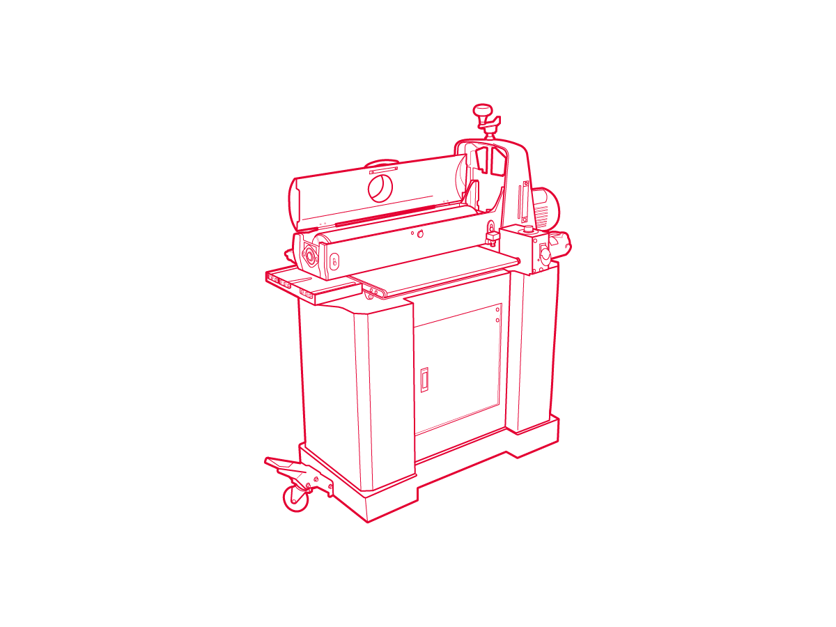 Isometric line drawing of a drum sander.