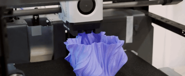 time-lapse of a sing-walled purble 3d print