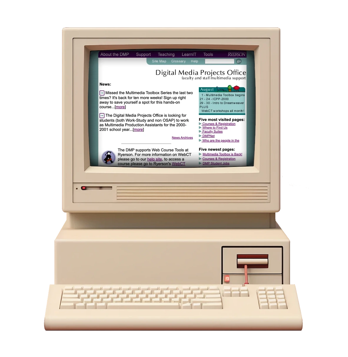 A retro PC with the DMP website from the nineties.