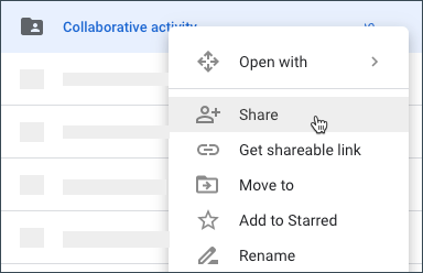 "Share" settings for a Google Drive item