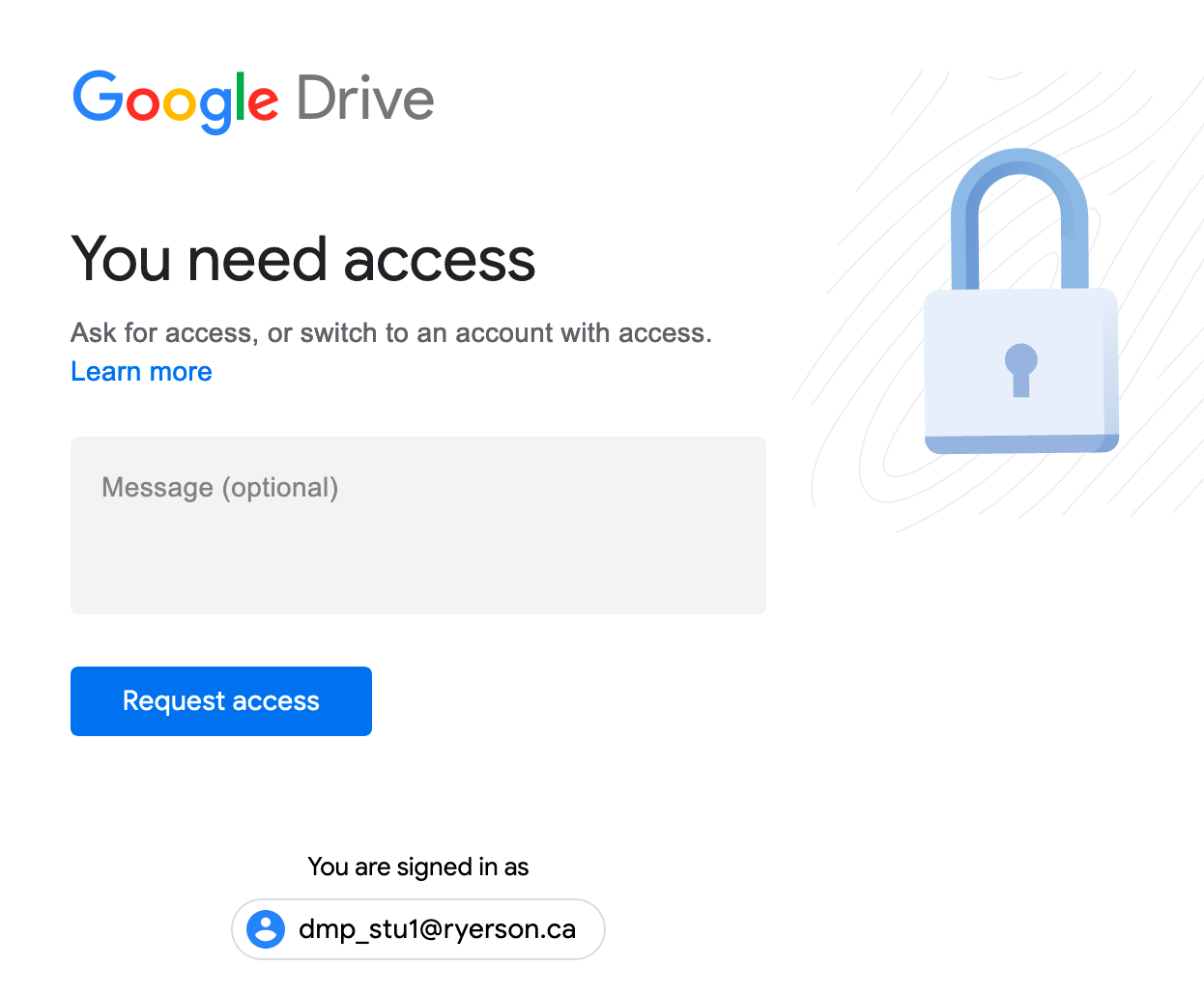 Google drive warning "you need access"