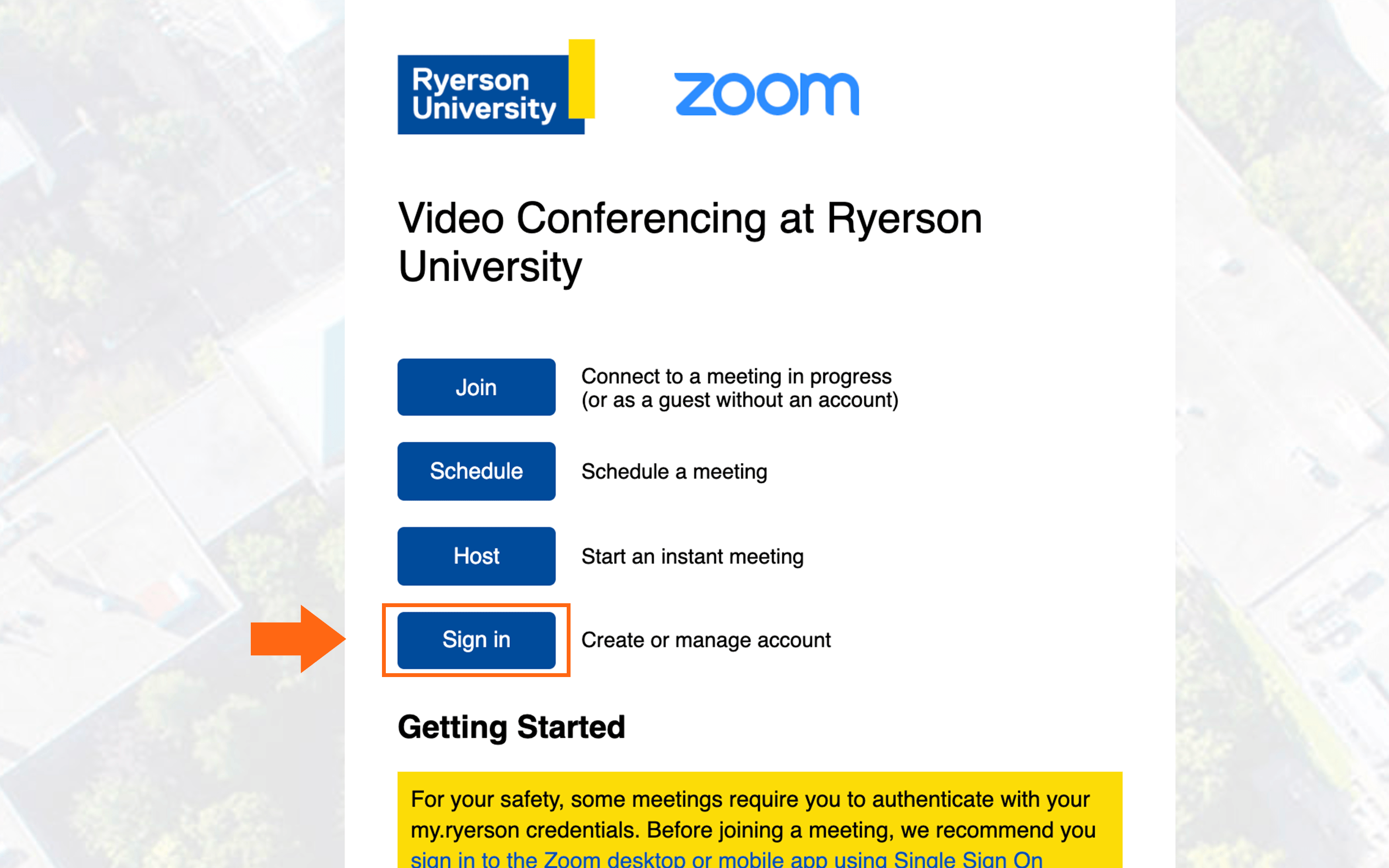 Signing into zoom.ryerson.ca