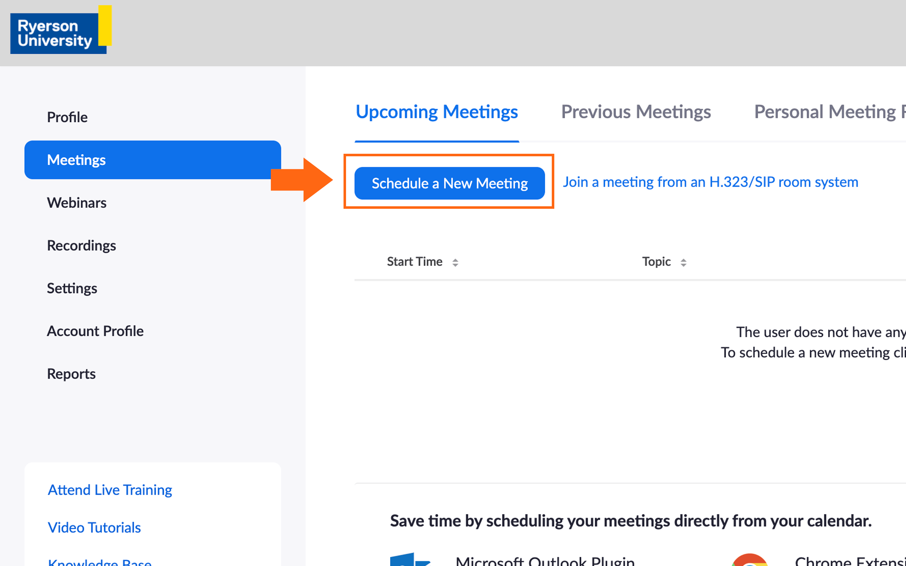 Scheduling a meeting within the Zoom website 