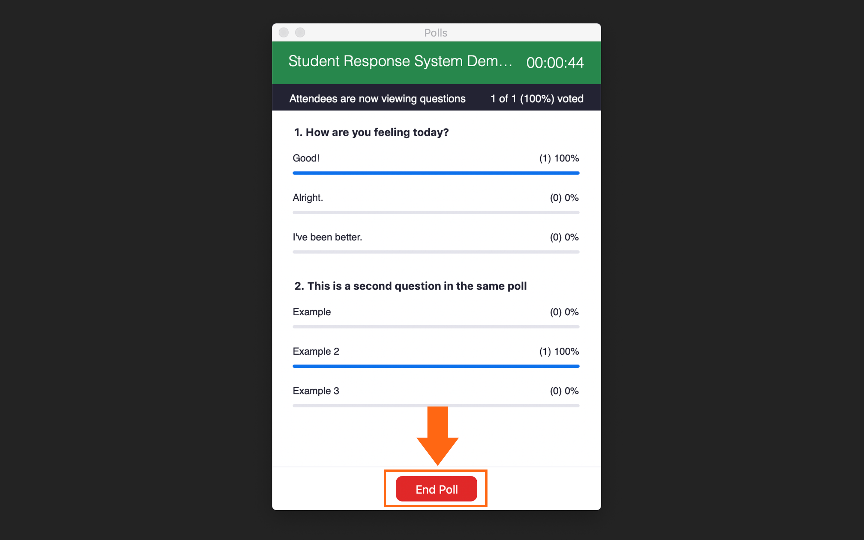 Ending a poll in Zoom 