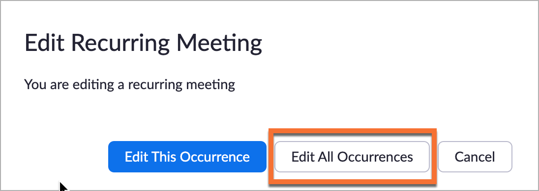 Edit all occurrences of a recurring meeting