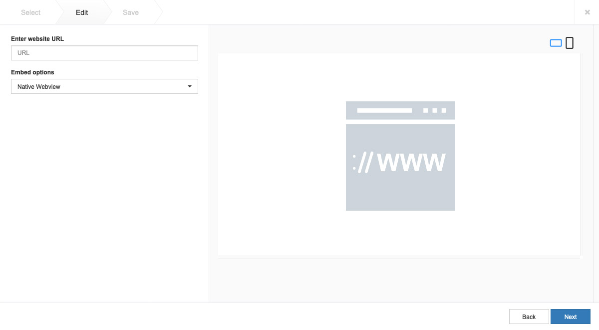 appspace card - webview interface