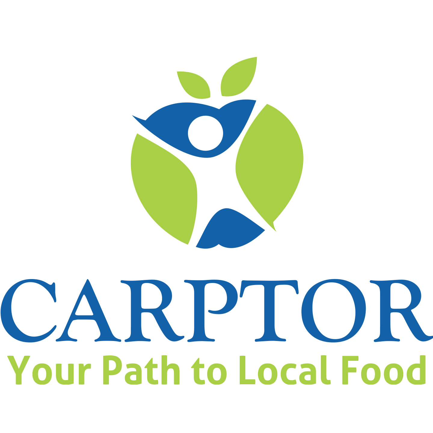 This is the logo for the company "Carptor" and has the company name along with "Your Path to Local Food" in the centre of the logo. There is an icon of a green apple above the text.