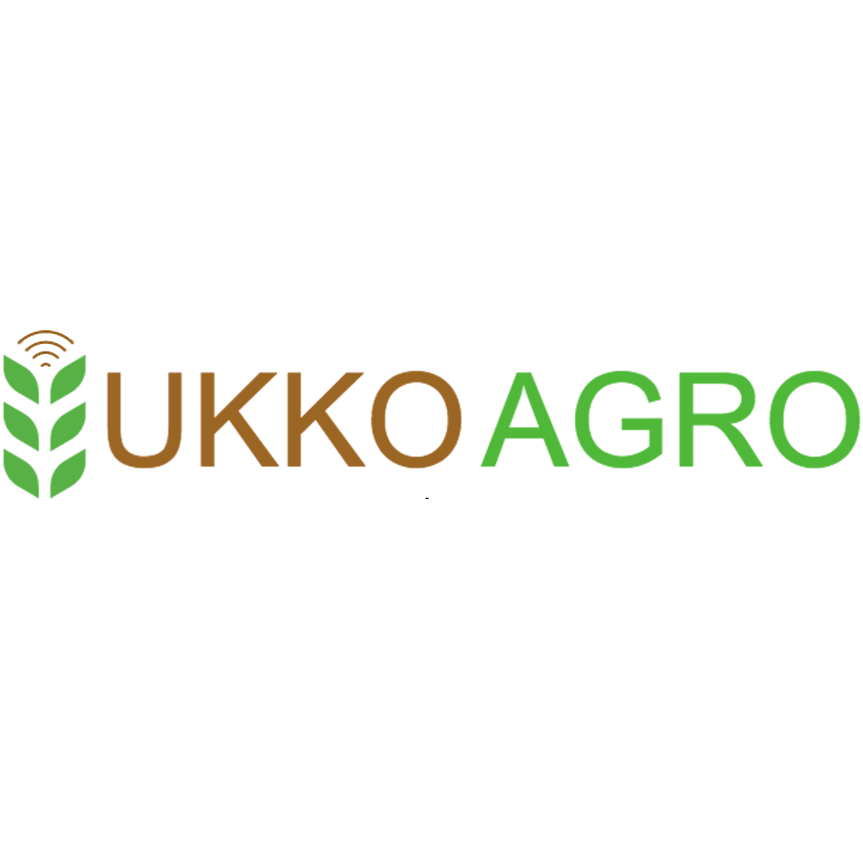 This is the logo for "Ukkoagro". "Ukko" is in brown text and "Agro" is in green text.