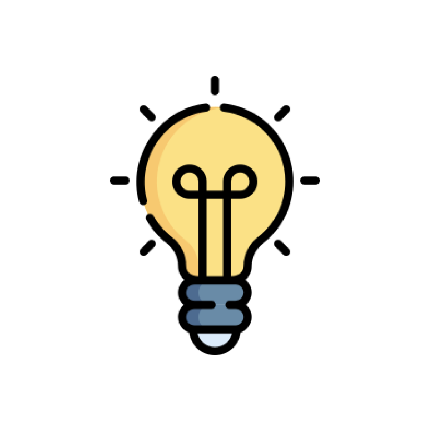 An icon of a glowing lightbulb.
