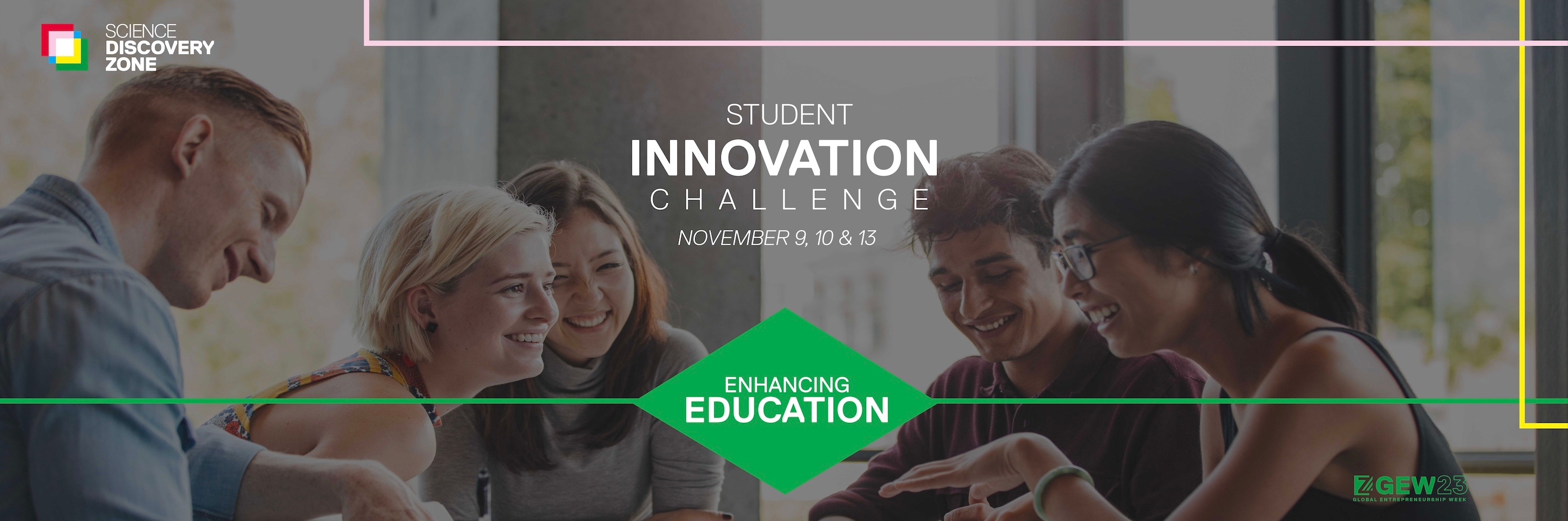 A banner for the Student Innovation Challenge this Fall 2023 with the theme of Education. 