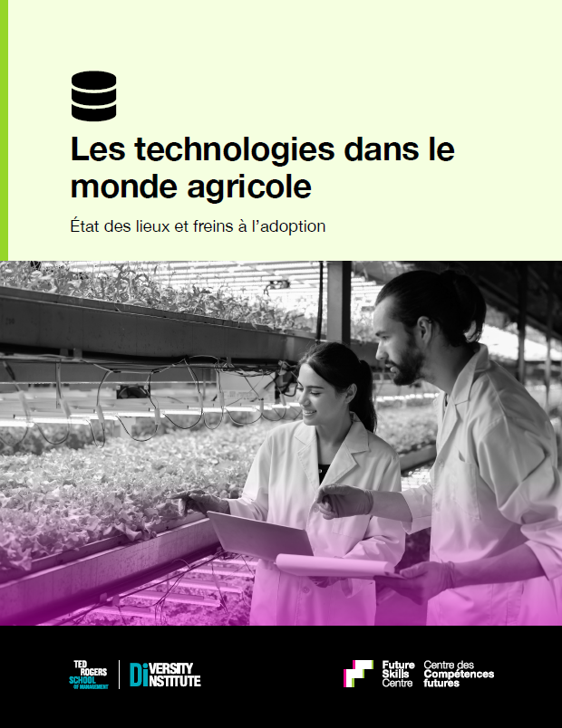 Une couverture de rapport représentant deux scientifiques travaillant dans une serre.