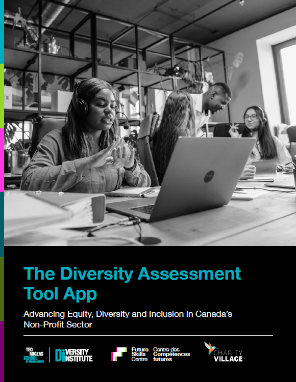 A report cover featuring diverse colleagues working in a modern office and logos.