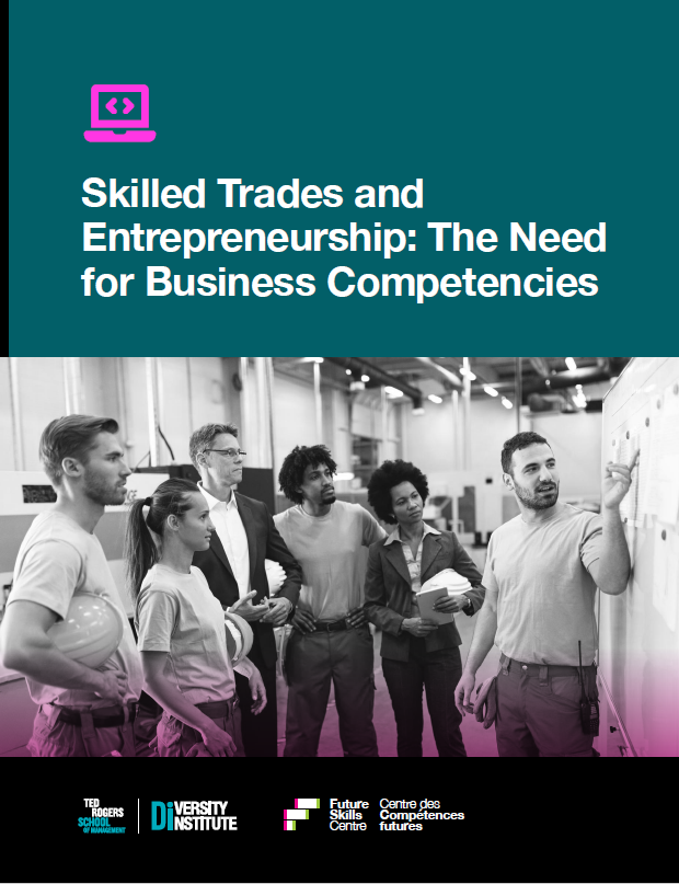 A report covering featuring logos and diverse colleagues looking at a whiteboard in a factory.