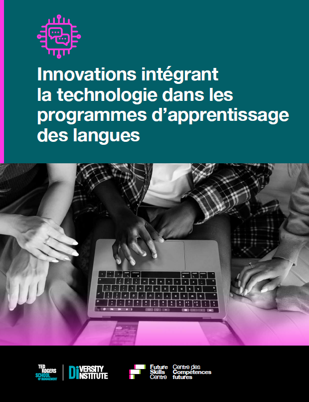 Une couverture de rapport représentant un groupe de personnes diverses travaillant sur un ordinateur portable.