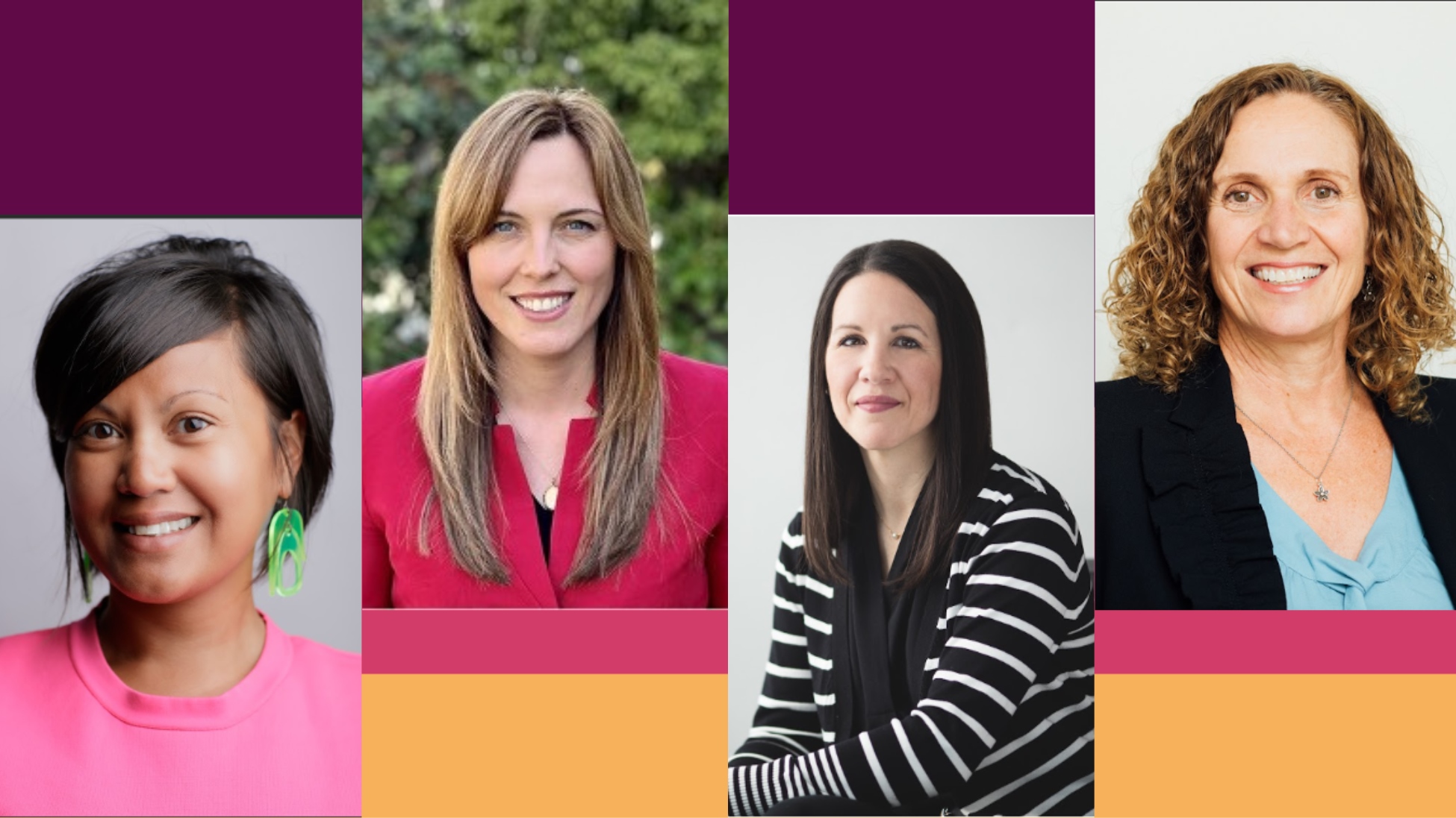 A collage of four women smiling. 