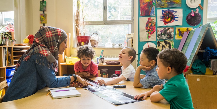 Children participating in child-based learning activities