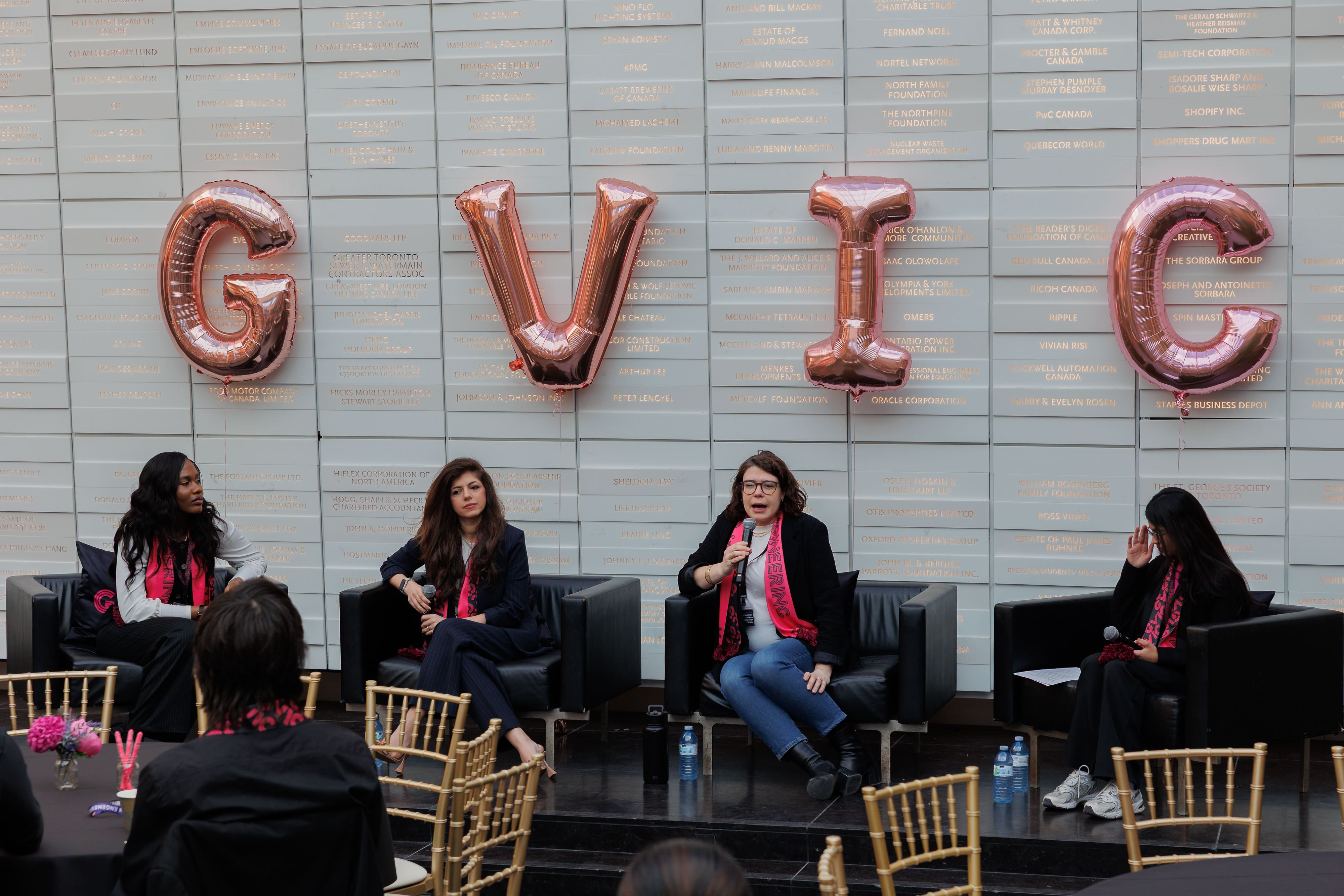 standout panel featuring Victoria Ikede (Architecture 49), Alicia Lenny, P.Eng. (Enbridge Gas), and Dr. Mehrnaz Shokrollahi (RBC)