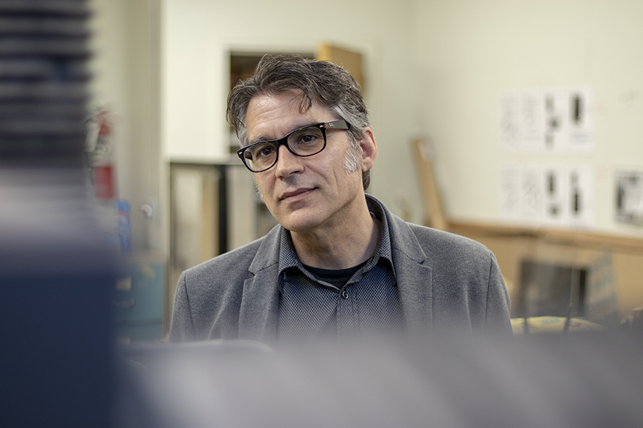 Dr. Marcello Papini inside a classroom