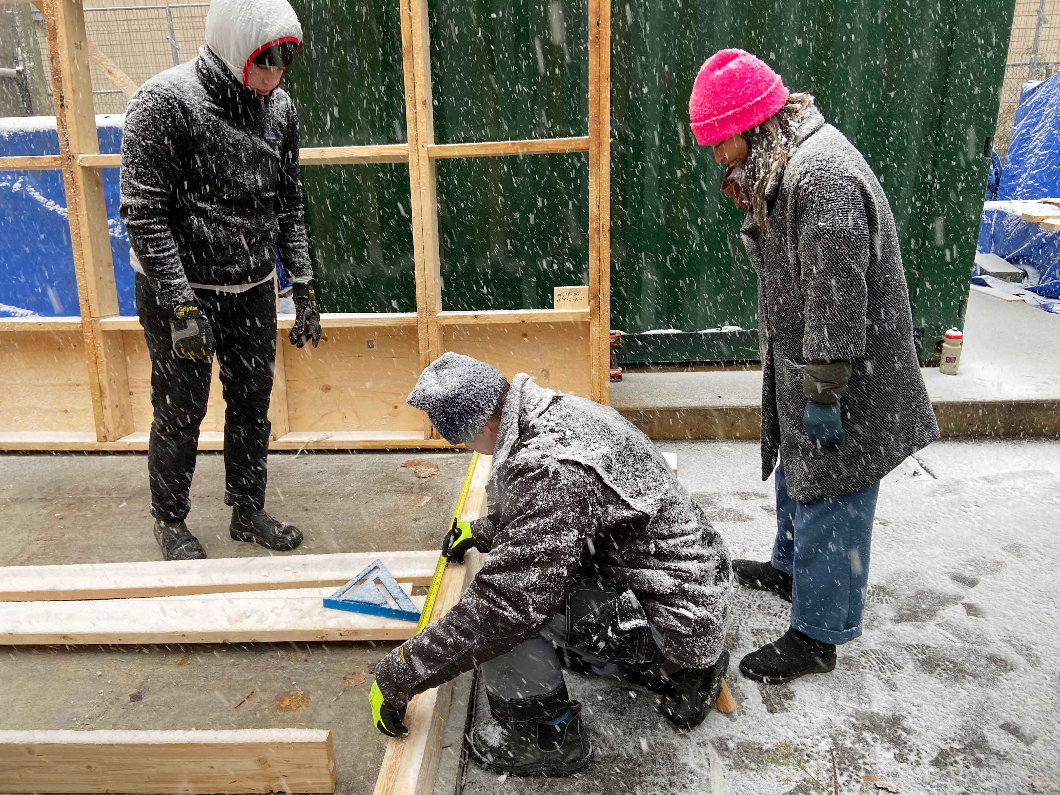 The research test hut team braving the cold!