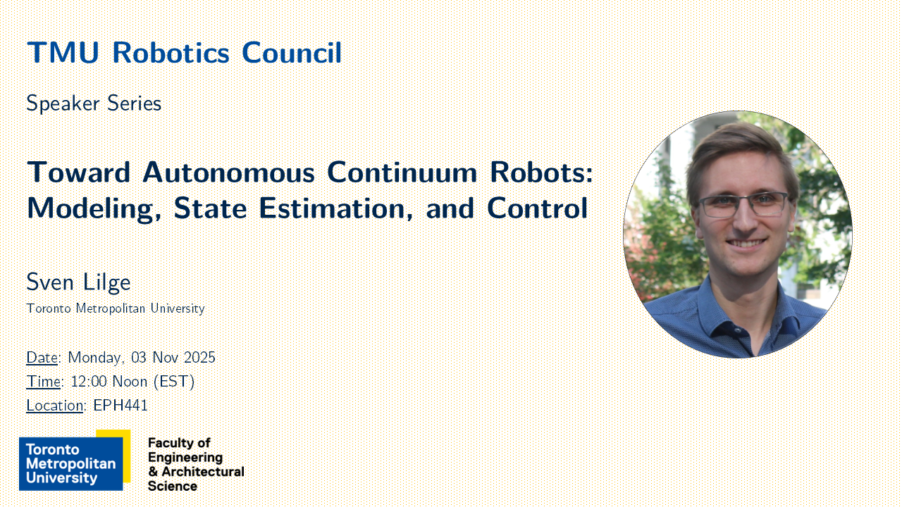 Banner displaying a portrait of Sven Lilge, the guest speaker. On the left of the panel it shows the title and topic with the date of the event.