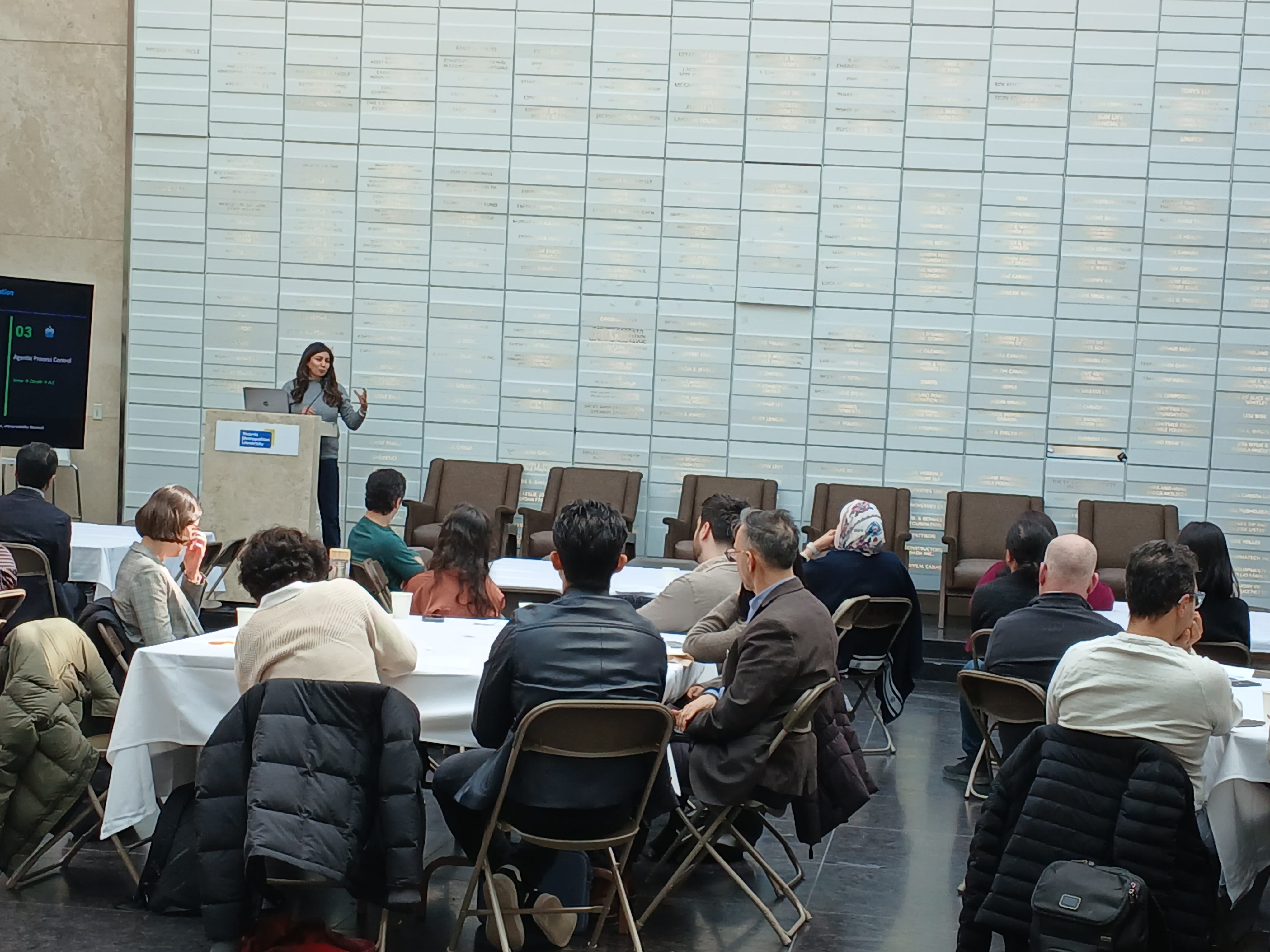 Bahareh Atoufi presenting to workshop audience.