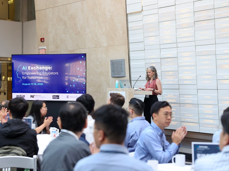 Jen Carter addresses the audience at the "AI Exchange: Empowering Educators for Tomorrow" conference