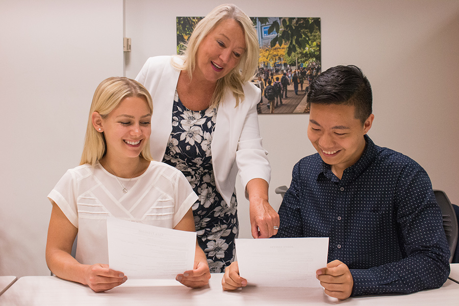 Three people in the Toronto Metropolitan University Career Centre