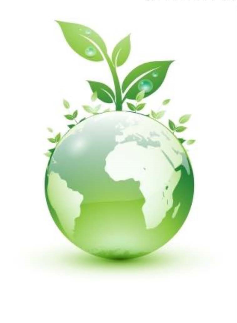 The image shows a green earth with a tree sprouting from the top of it. 