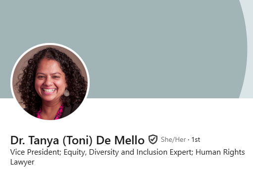 Dr. Tanya (Toni) De Mello Linkedin profile