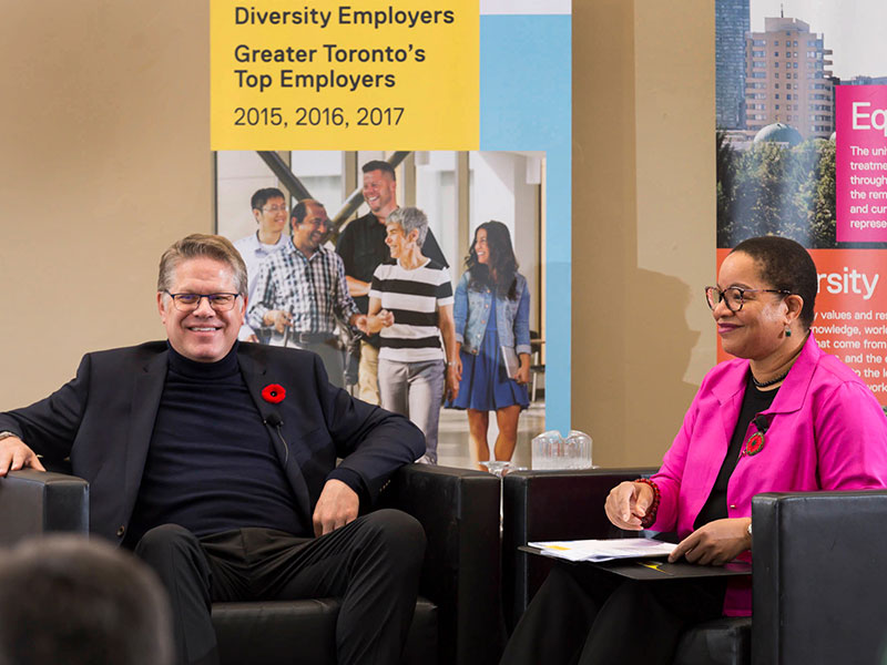 Dr. Darren Lund and Dr. Denise O'Neil Green at a Dine and Discourse lecture on whiteness and privilege in the academy