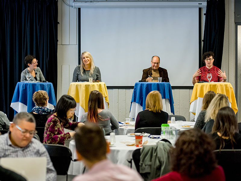 Trans activists and scholars at the Dine and Discourse lecture on trans awareness