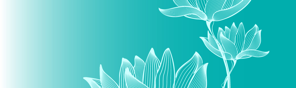 An illustration of flowers in green and white