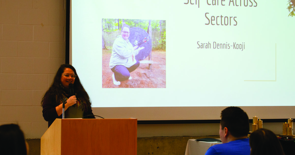Indigenous student presenting