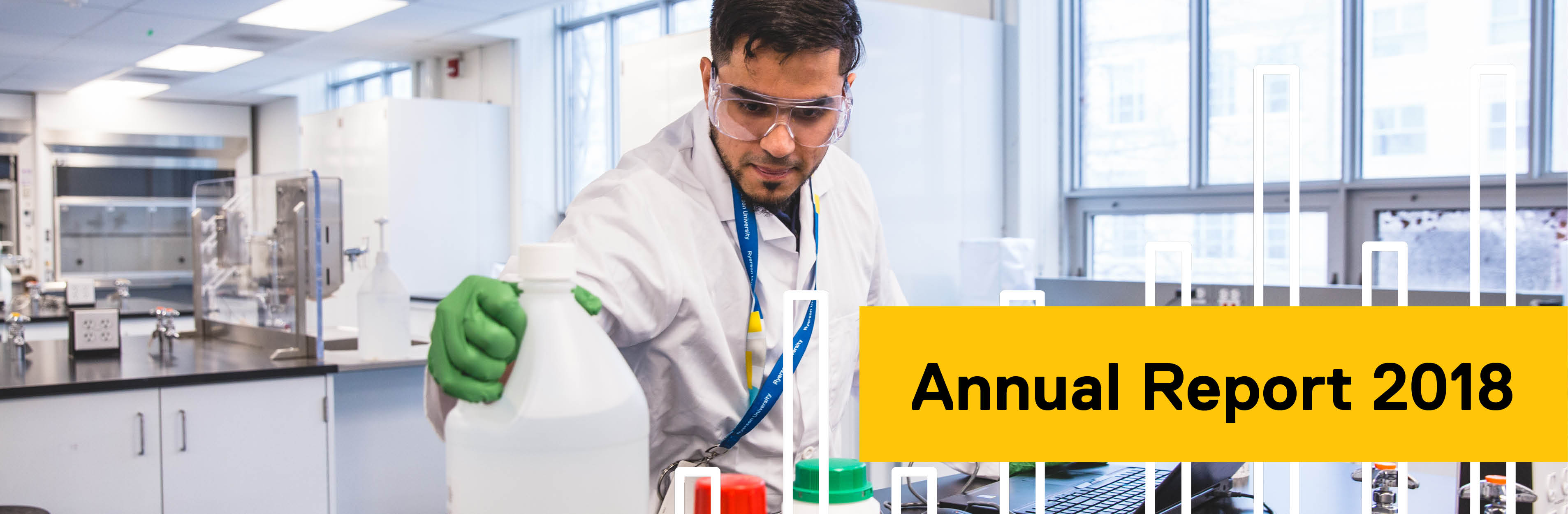 A member of the Environmental Health and Safety team checking the barcode on a chemical bottle.