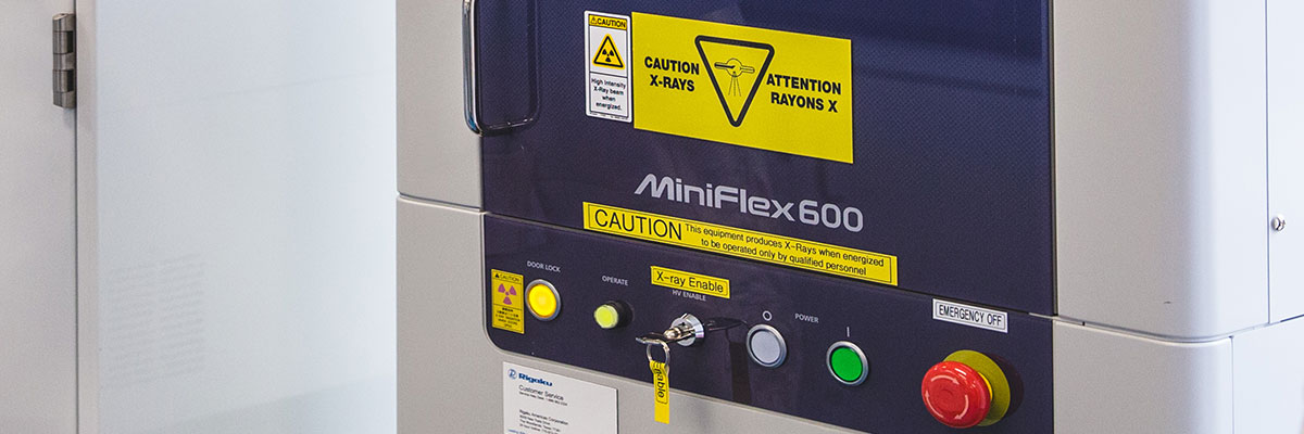 The control panel of laboratory equipment that produces X-rays.
