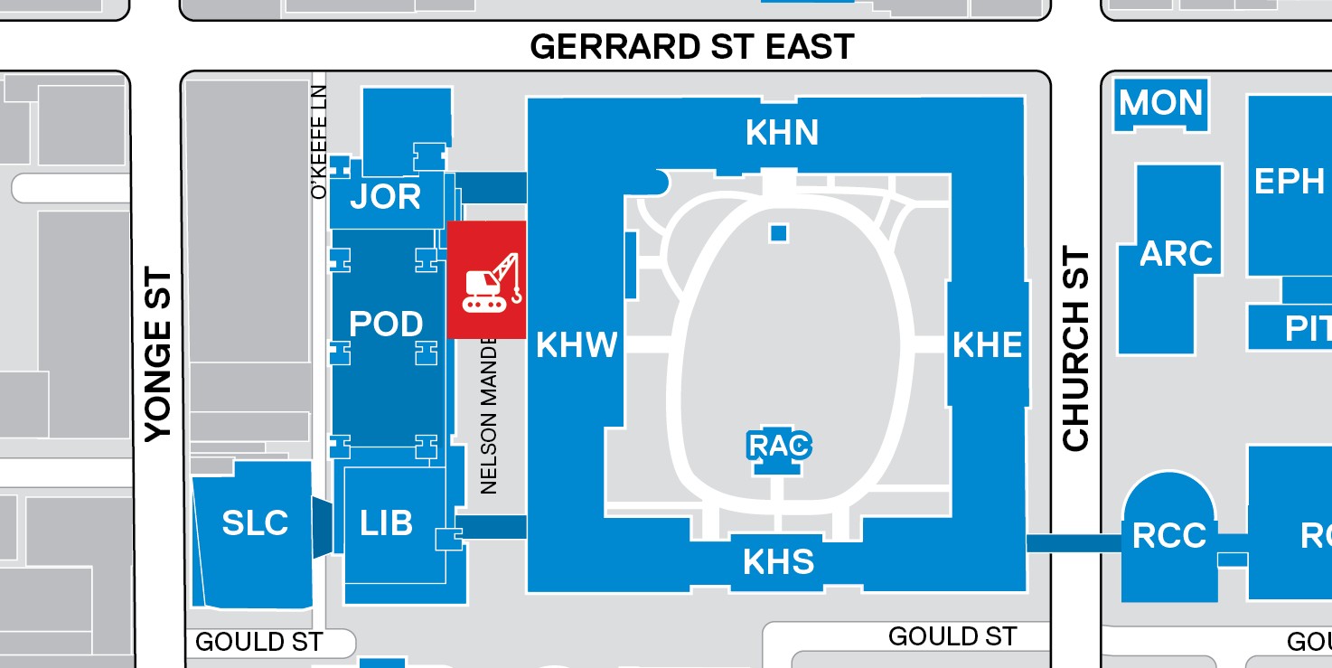 Map showing closure of Nelson Mandela Walk and the POD terraces between the JOR entrance and the KHW central accessible entrance.