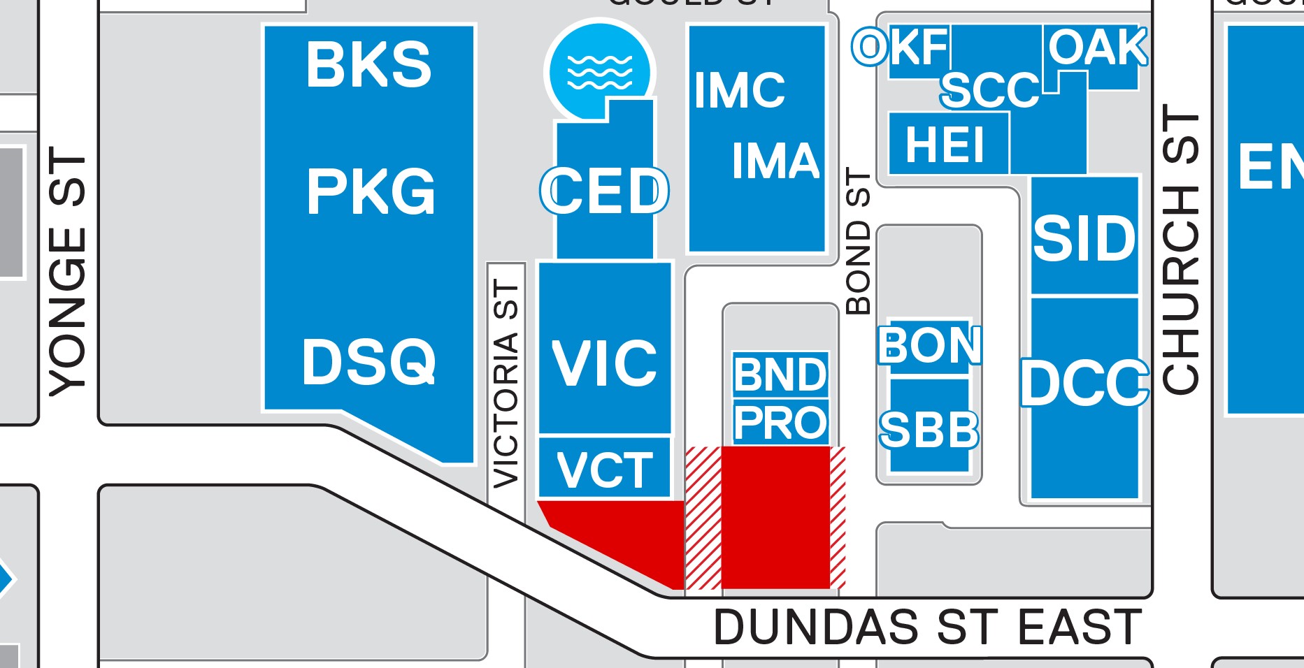 Diagram of fencing around Dundas St. East, Bond St. and the 38 Dundas St. East lot.