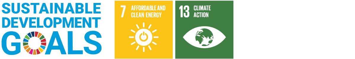 UN Sustainable Development Goals icons for affordable & clean energy, climate action.