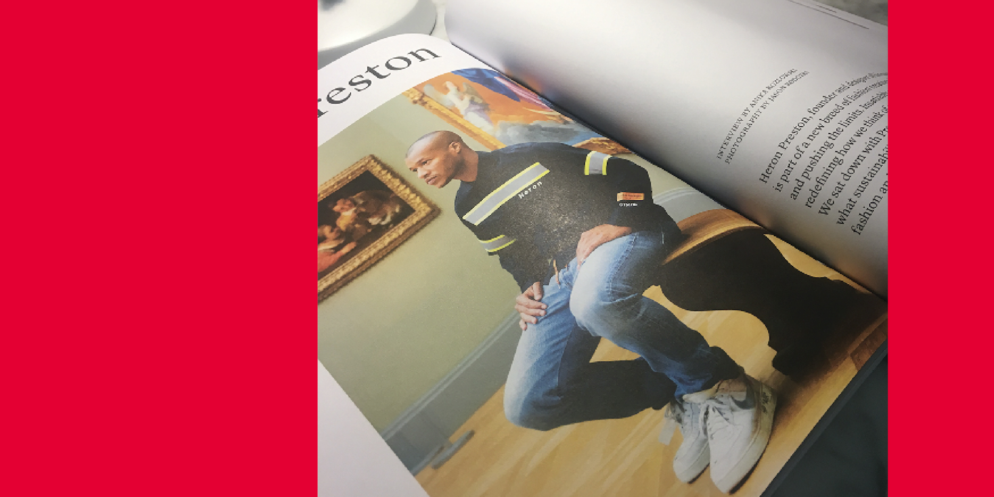 Heron Preston image in the second issue of greatest magazine. The interview was conducted by Fashion faculty, Anika Kozlowski touching on topics of sustainability