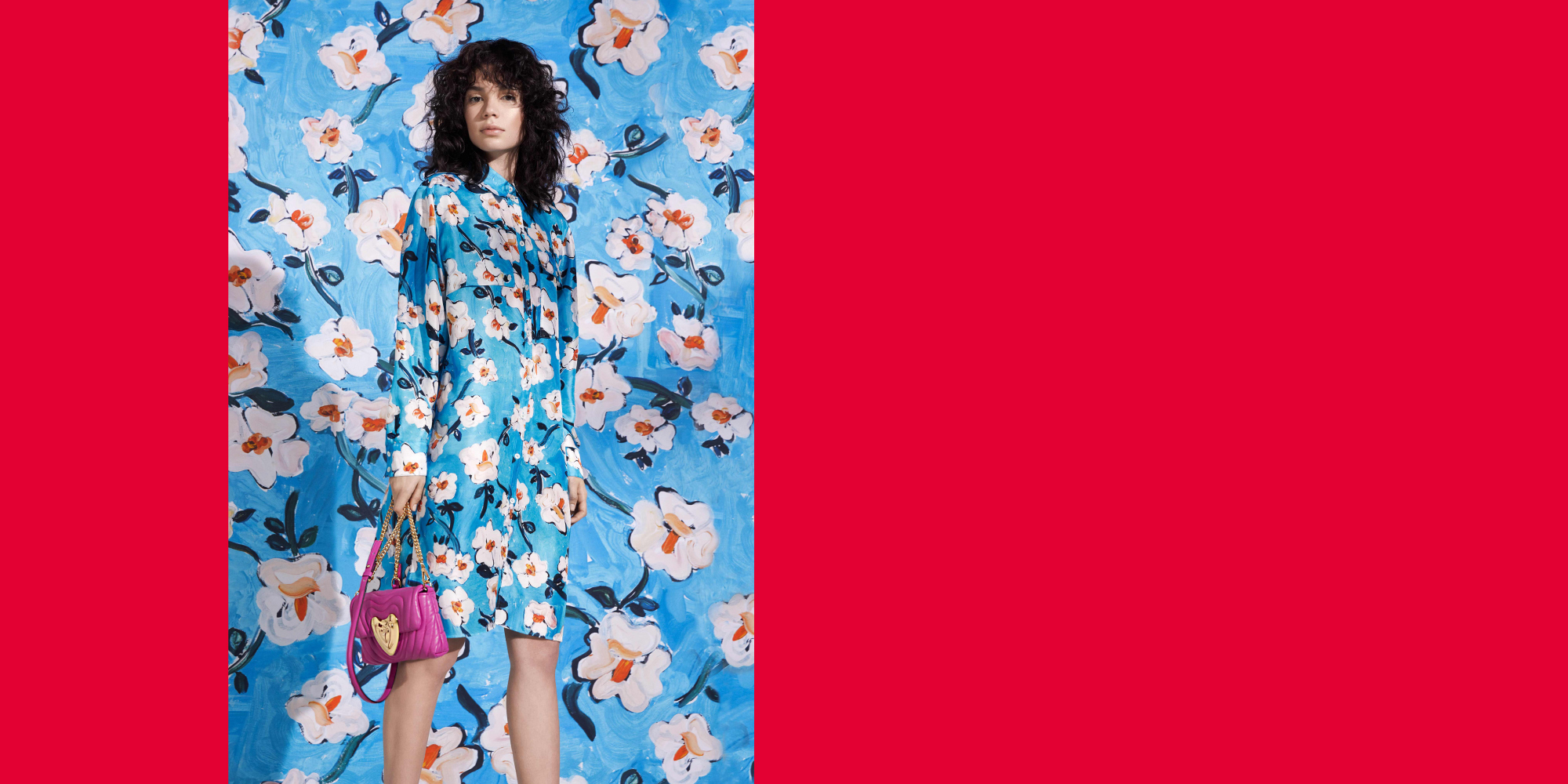 Alumna, Laura Gulshani, a fashion painter collaborated with Escada for the Escada Resort 2019 collection. Model wearing Gulshani's print for Escada Resort 2019 collection
