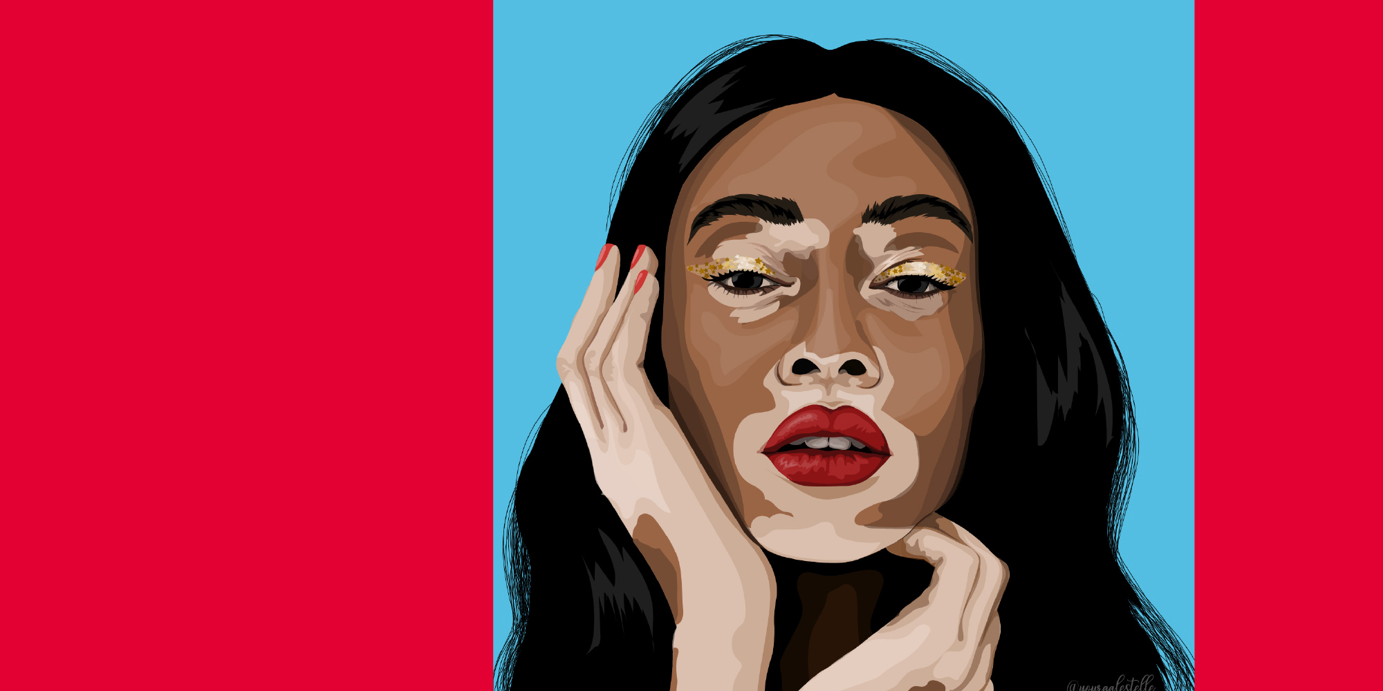 Alumna, Estelle Muzyczka series of digitally rendered portraits created with Adobe Illustrator