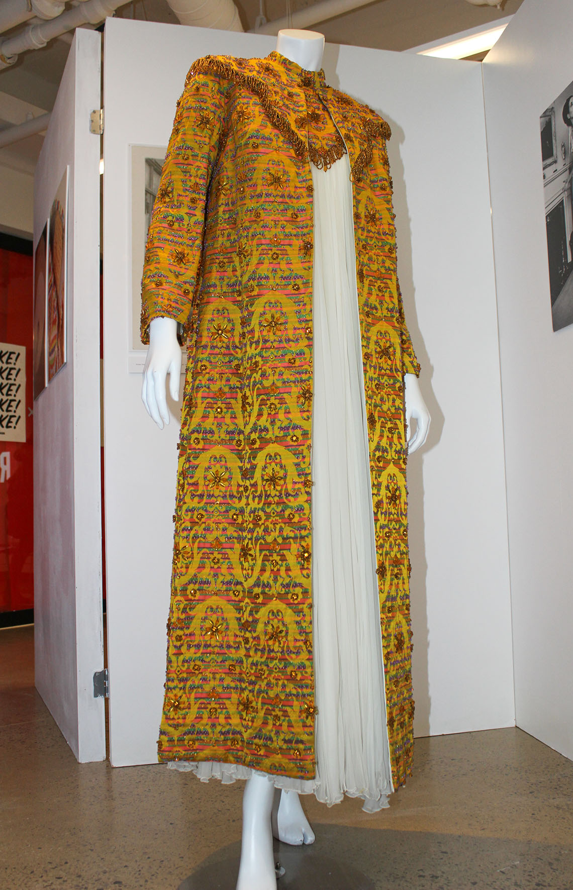 Ruth Dukas Beaded Striped Brocade Jacket & Matching Chiffon Dress